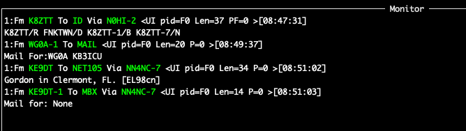A terminal window showing different decoded messages.