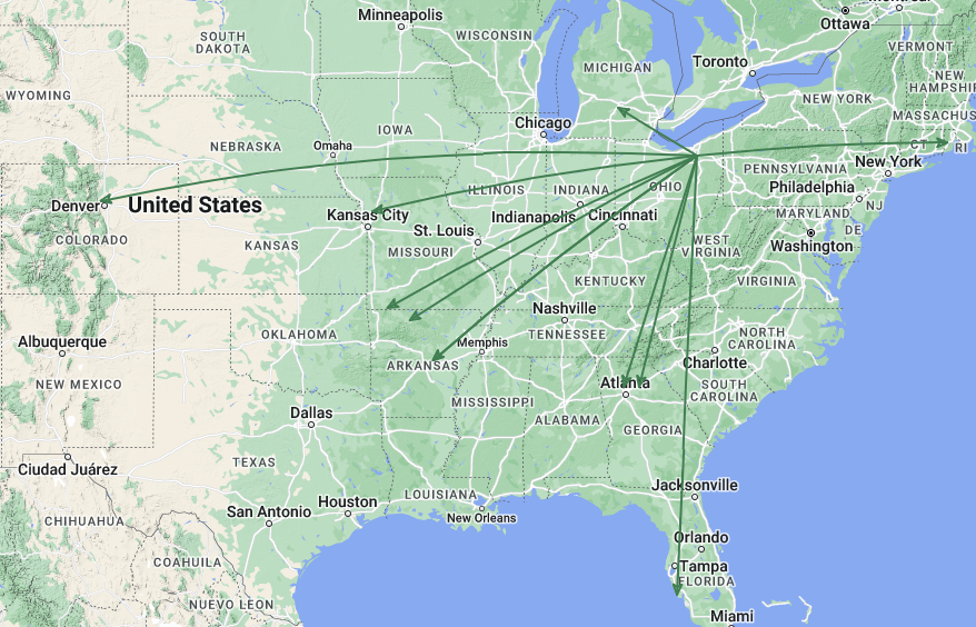 The QSO Map of the activation of US-0020 by KC8JC on 27-Apr-2024.
