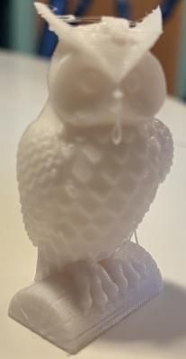 White plastic owl printed as a test.