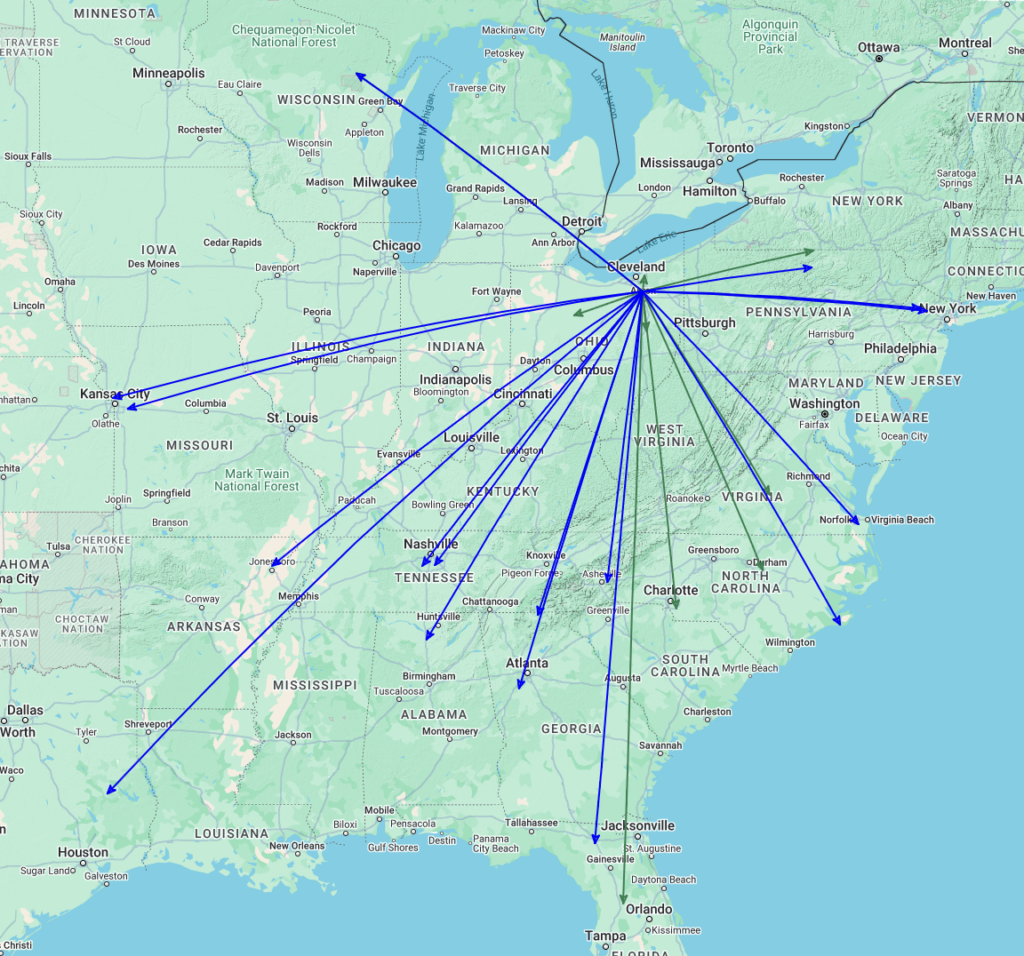 The QSO Map of the activation of US-0020 on 03-Feb-2025 by KC8JC.